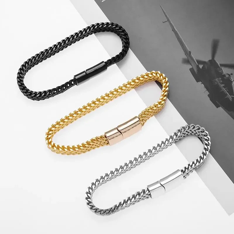Men’s Silver Stainless Steel Chain Bracelet